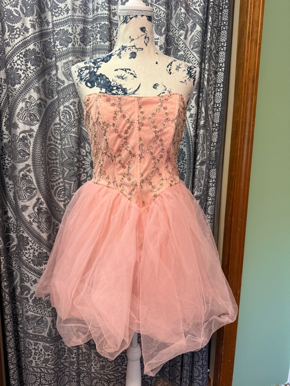 Strapless sequin Pink Tulle Party-event  Dress for juniors/teen size